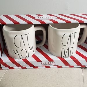 Rae Dunn Mug Set, Mon & Dad Cat.